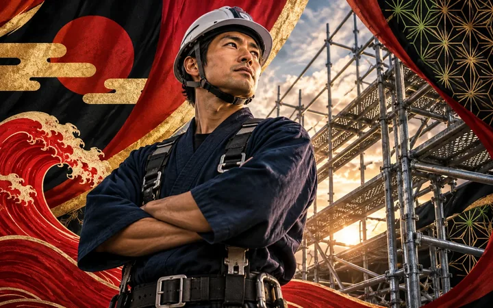 見本29：歌舞伎と和柄・ザ鳶職の足場会社