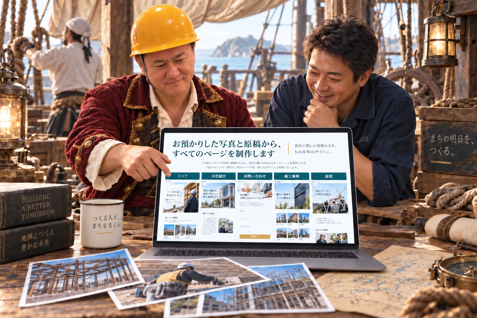 文章・写真を整えて、全ページ制作の説明用イメージ