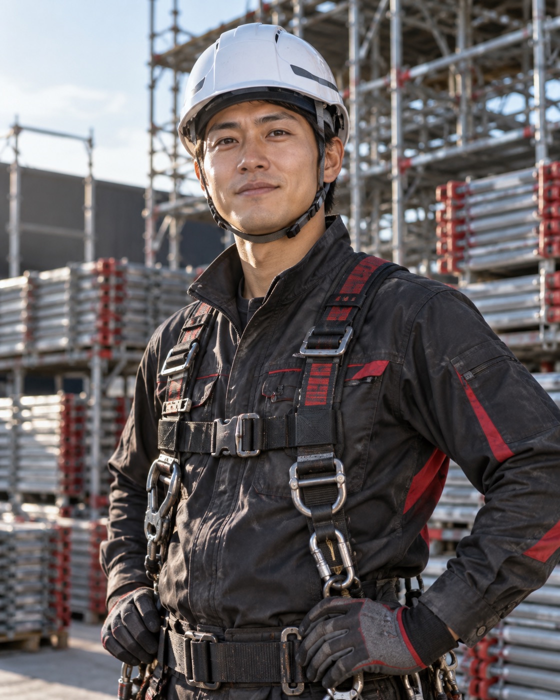 足場職人のポートレート（AI生成のサンプル）