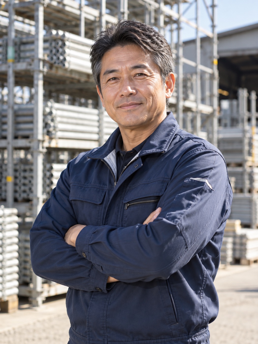 経験豊かな足場職人（AI生成のサンプル）