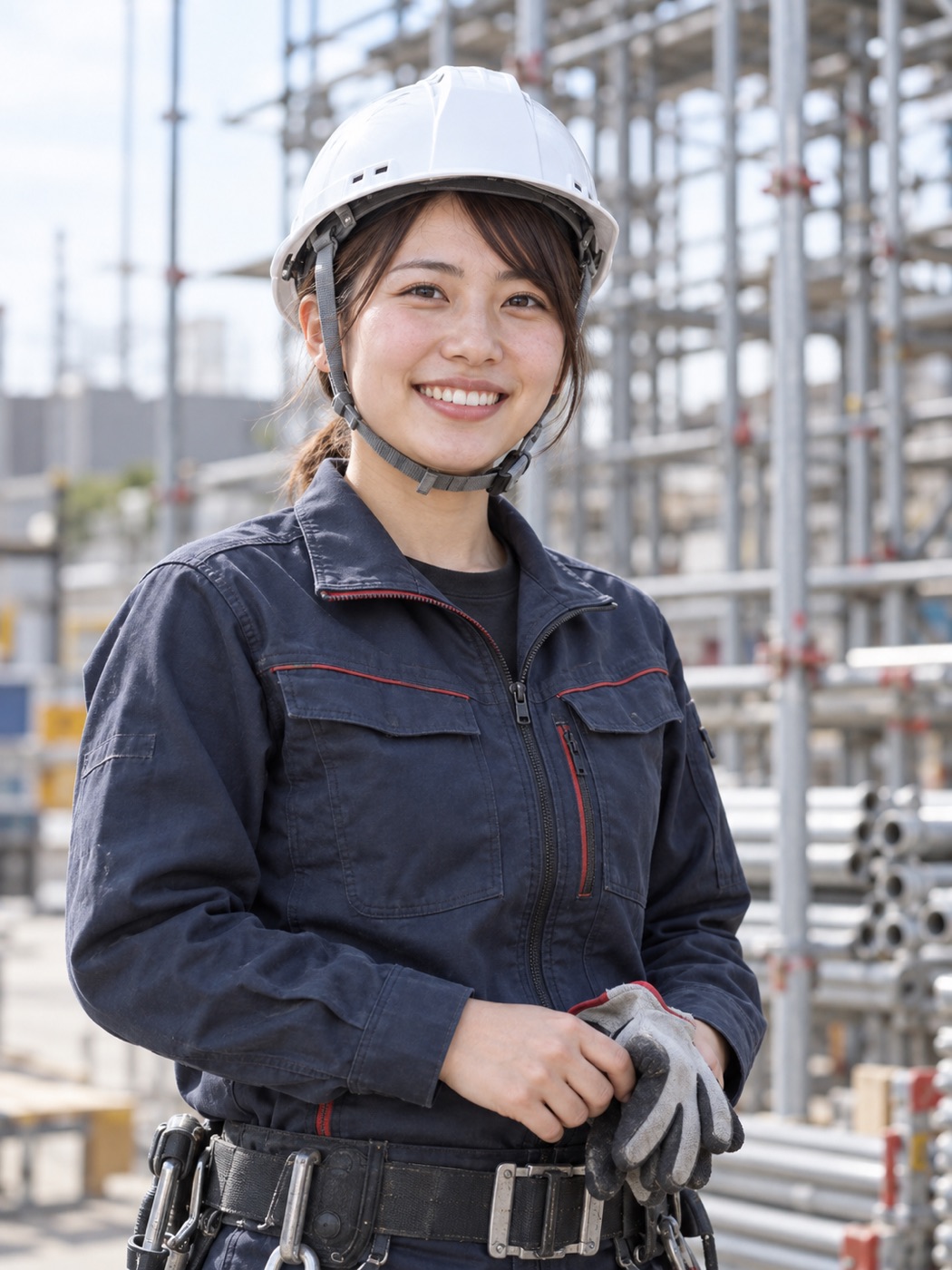 女性の足場職人（AI生成のサンプル）